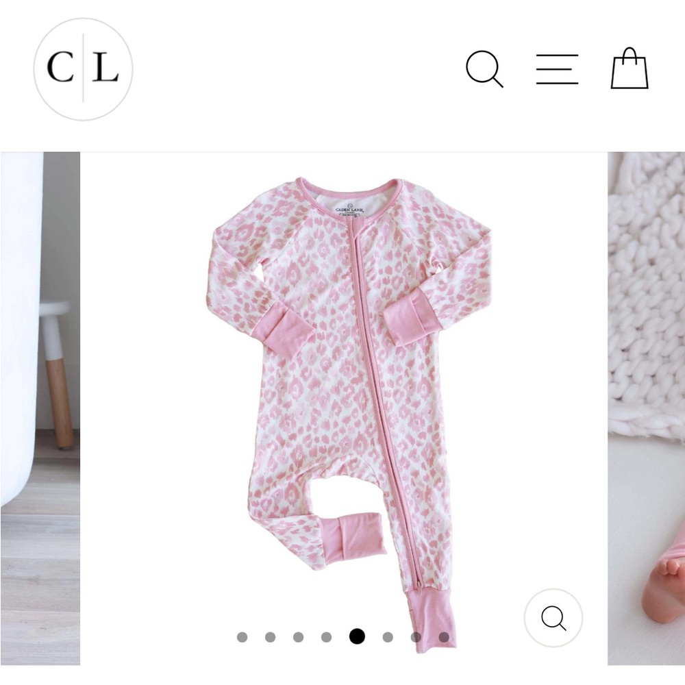Caden Lane Blush Leopard Convertible Zip Romper Bamboo Pajamas
